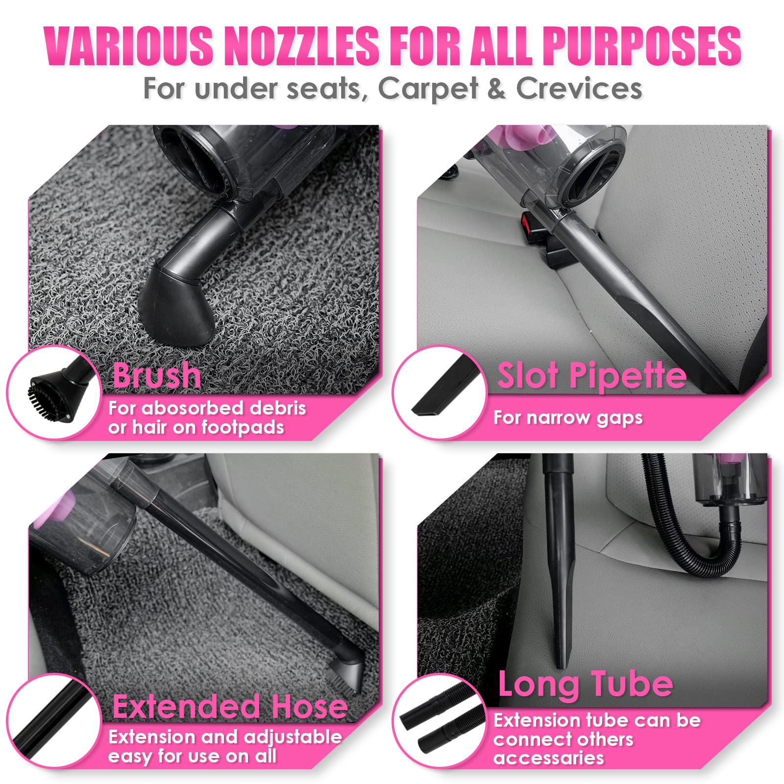 Viewsun mini detail brushes reach tight gaps for precise interior cleaning.