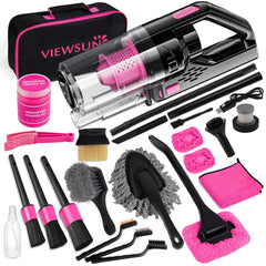 Viewsun pink cordless car vacuum with strong 8000Pa suction for car interiors