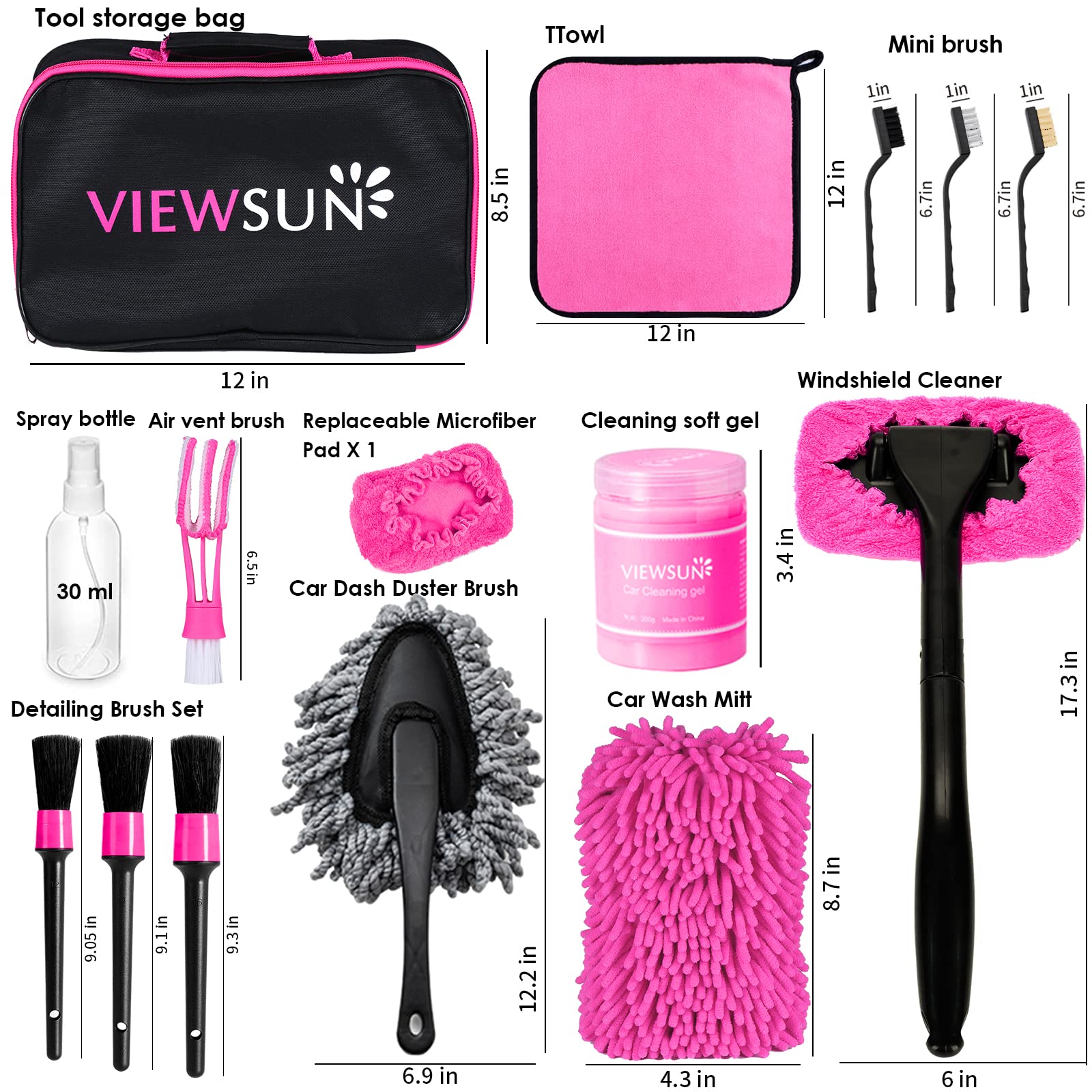 Viewsun windshield cleaner with extendable handle for reach and streak-free windows.
