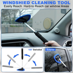 Viewsun windshield cleaner with 180° swivel head for full coverage