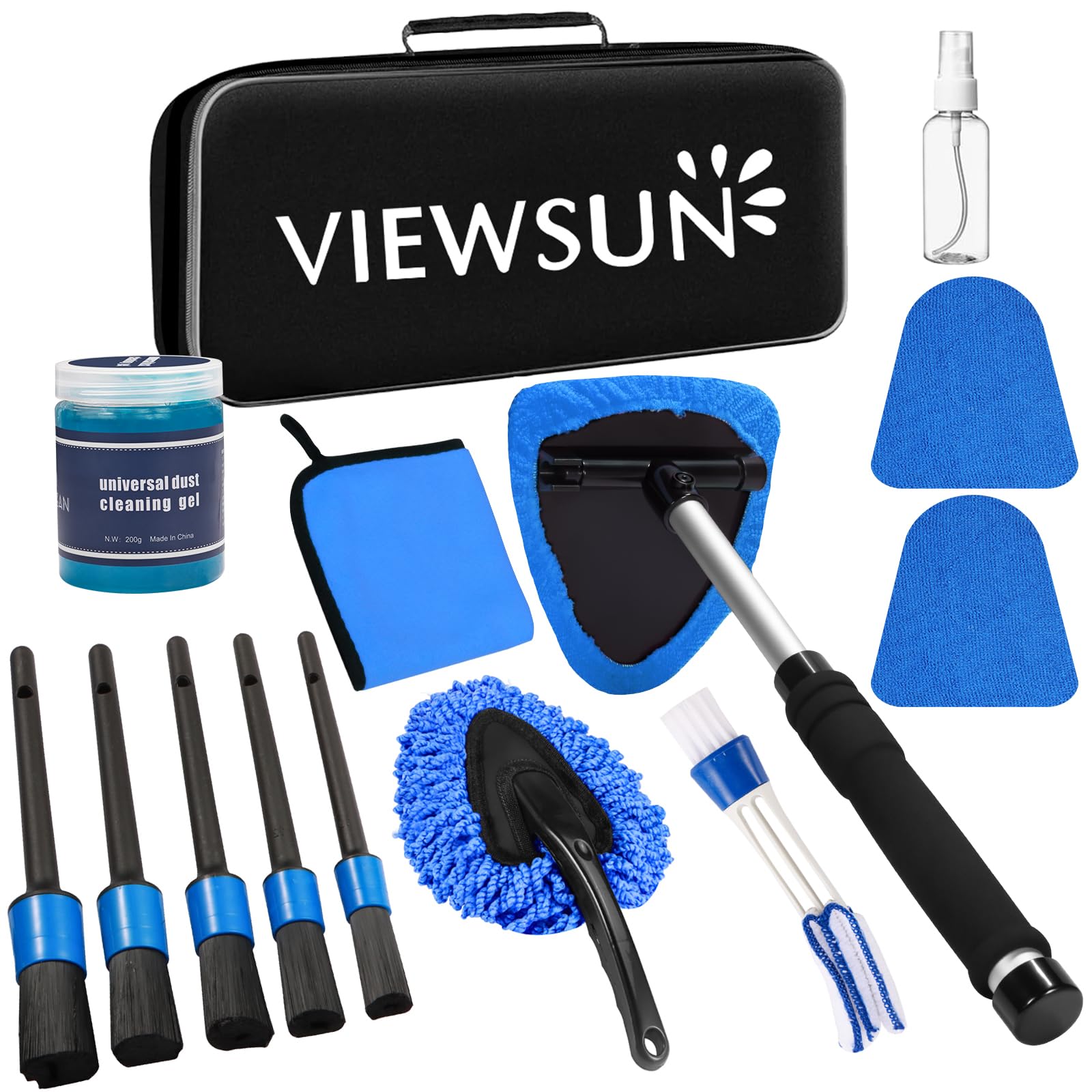 Viewsun windshield cleaner with extendable handle for hard-to-reach spots