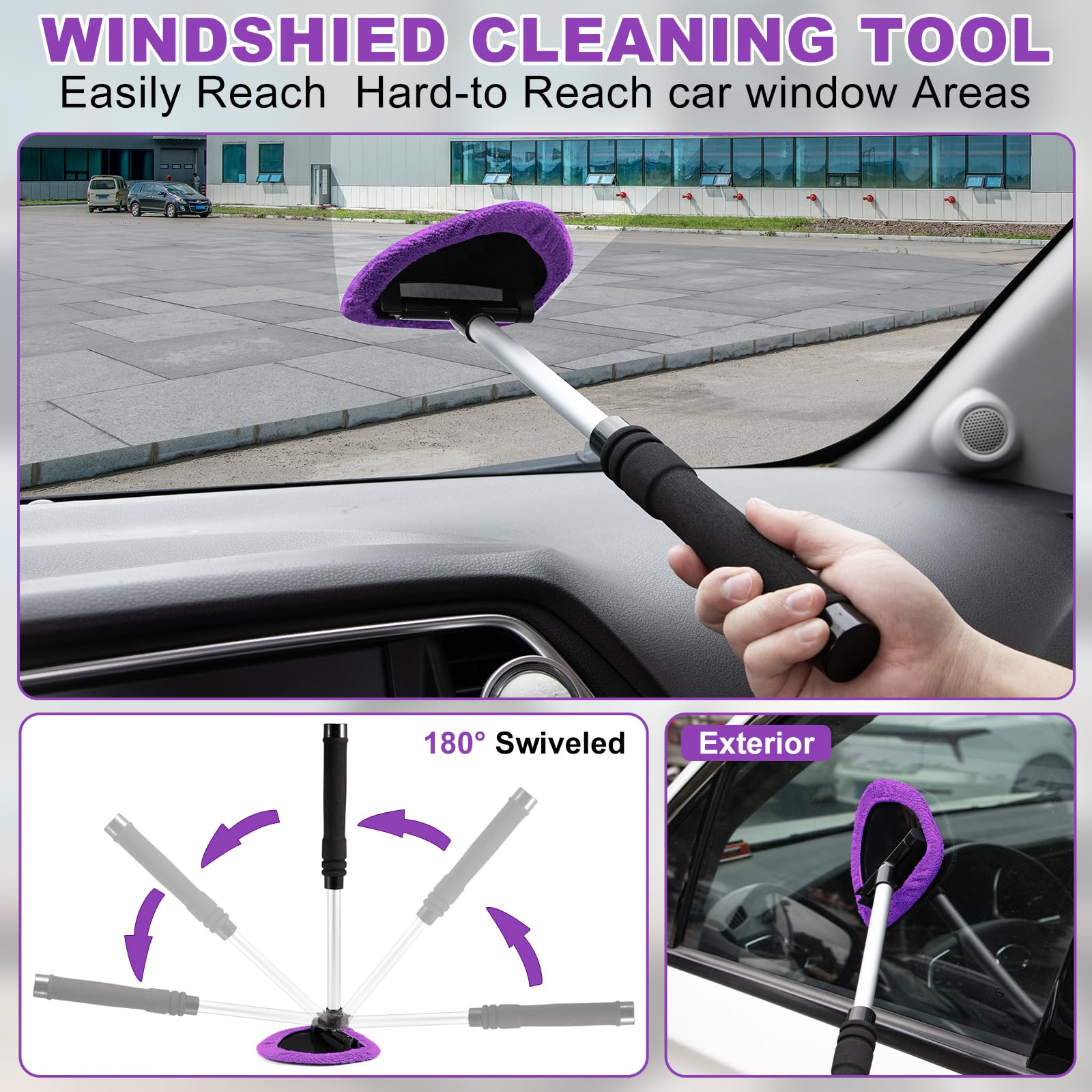 Viewsun washable microfiber pads for streak-free windshield cleaning