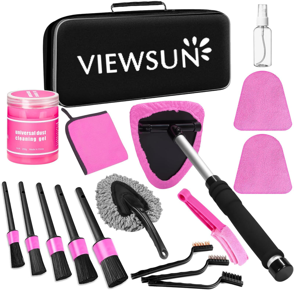 Viewsun windshield cleaner tool with extendable handle for streak-free glass