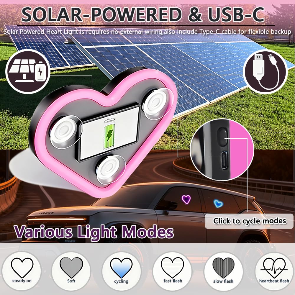 Vigirlc heart light shows six pink modes for customizable ambience.