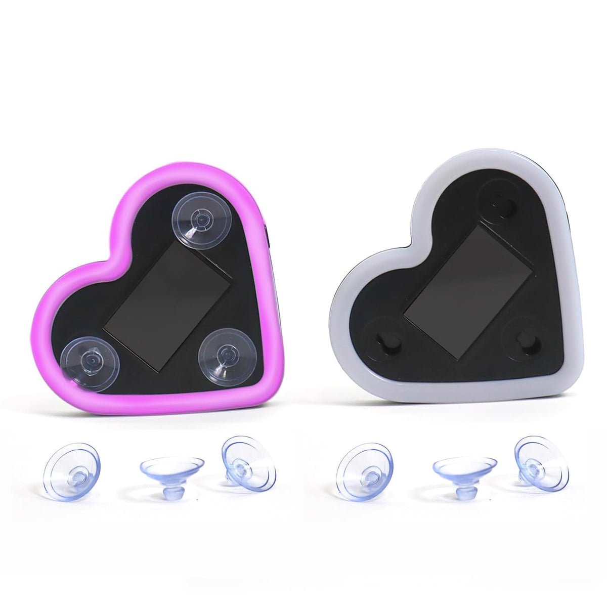 Vigirlc heart light front view yields warm pink ambience for car interiors.