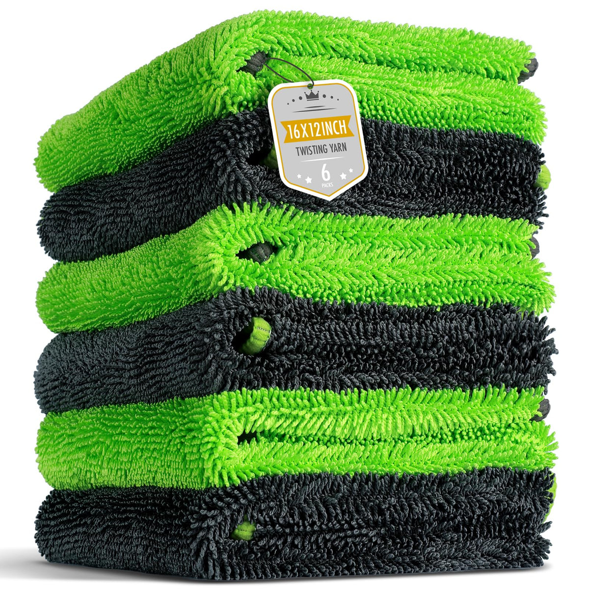 VIGORSHINE 6-pack microfiber towels for car detailing; plush and streak-free drying