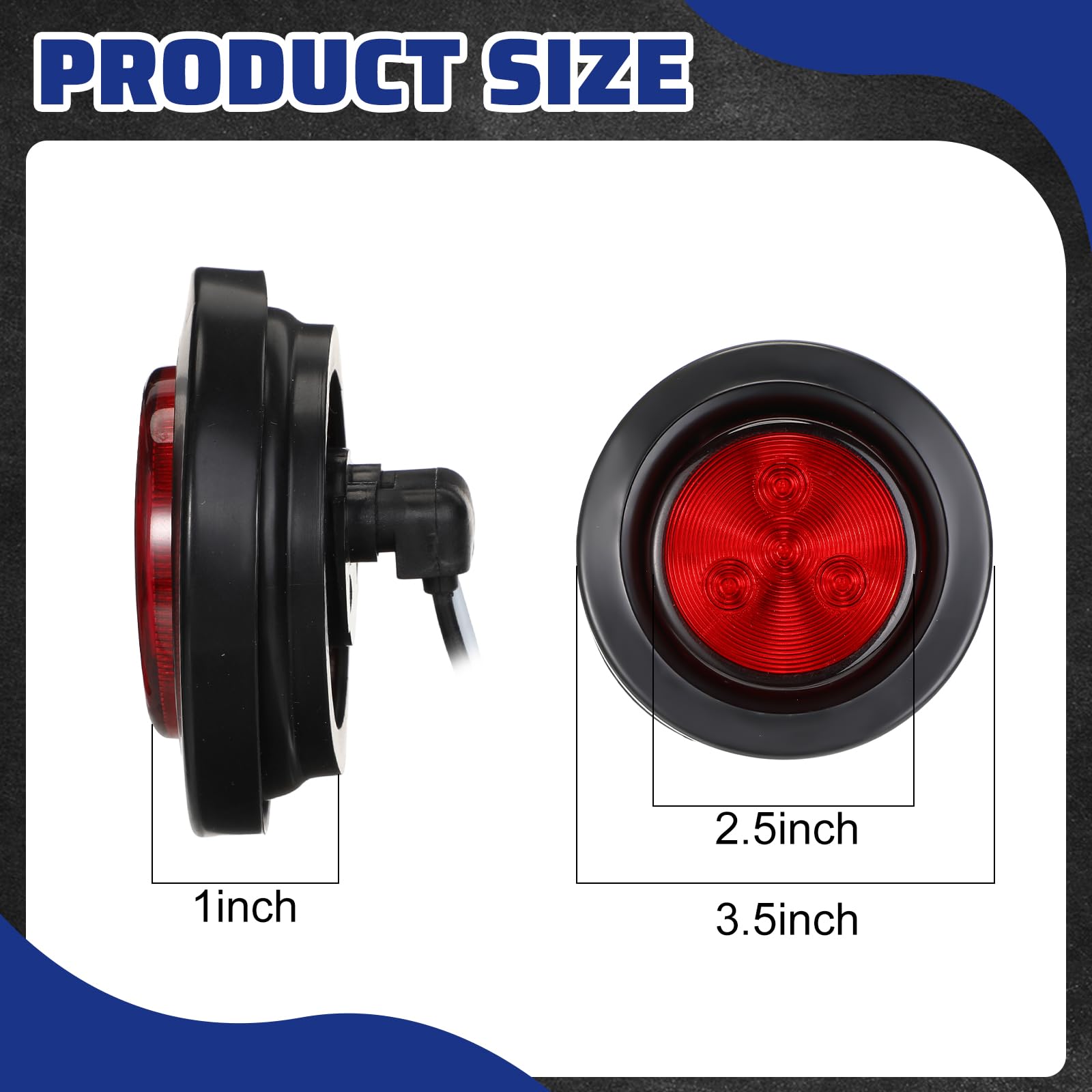 VIHOSE amber marker light closeup with 4 LEDs for bright daytime and night illumination.