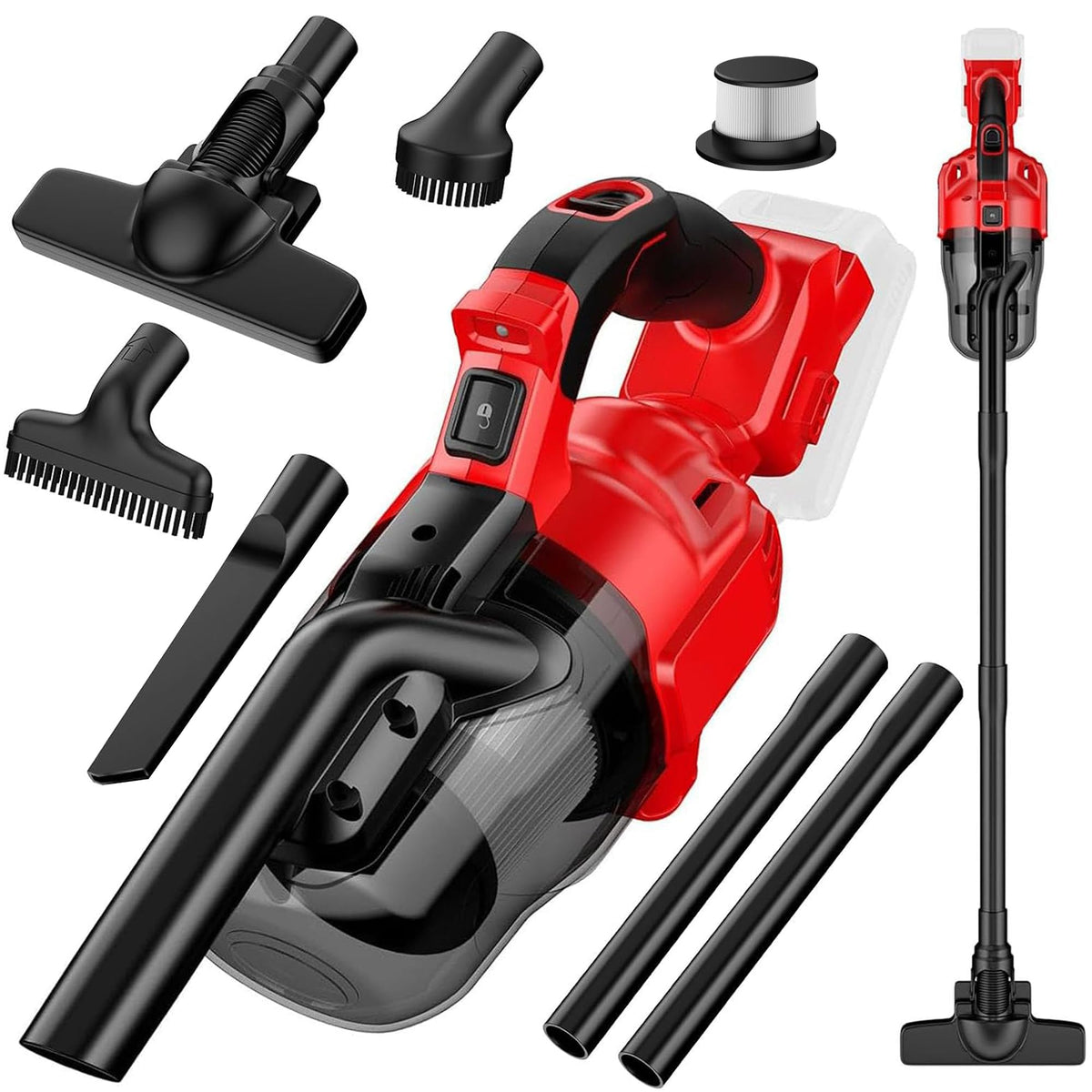 Vijezoy cordless vacuum connected to Milwaukee battery for flexible cleaning