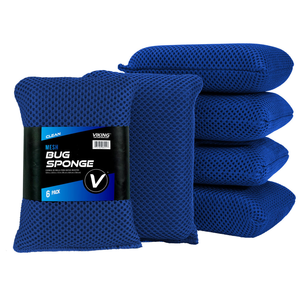 VIKING Mesh Bug Sponge 4x6 cleans bugs from the windshield with a soft microfiber mesh.