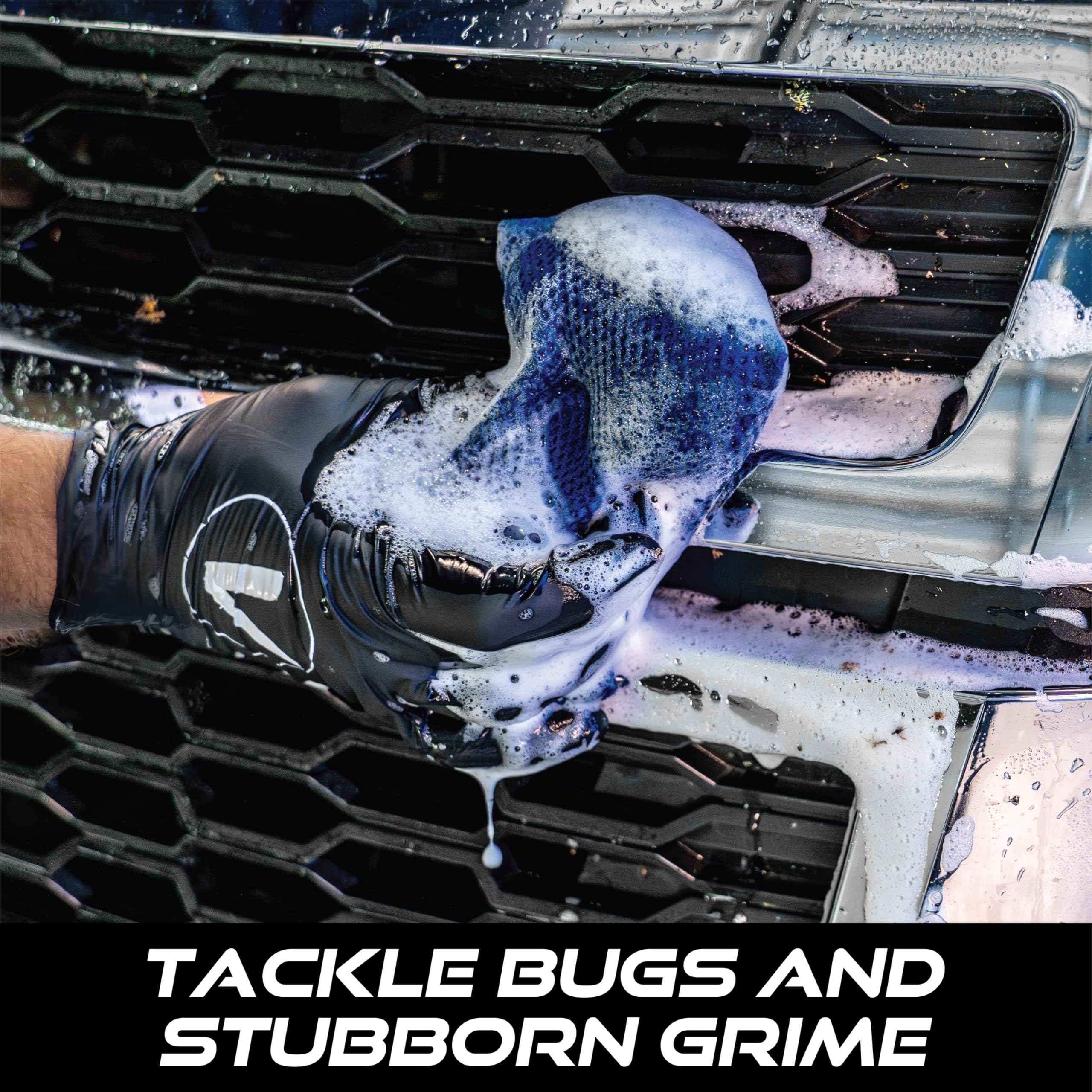 VIKING Mesh Bug Sponge 4x6 safely lifts tar from paint and glass during detailing.