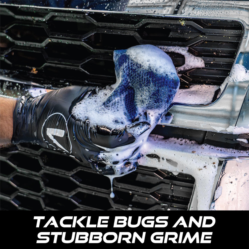 VIKING Mesh Bug Sponge 4x6 safely lifts tar from paint and glass during detailing.
