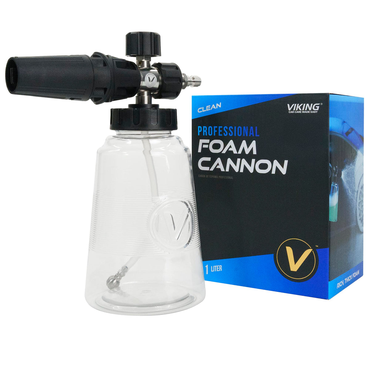 VIKING foam cannon front view with adjustable nozzle for thorough car detailing.