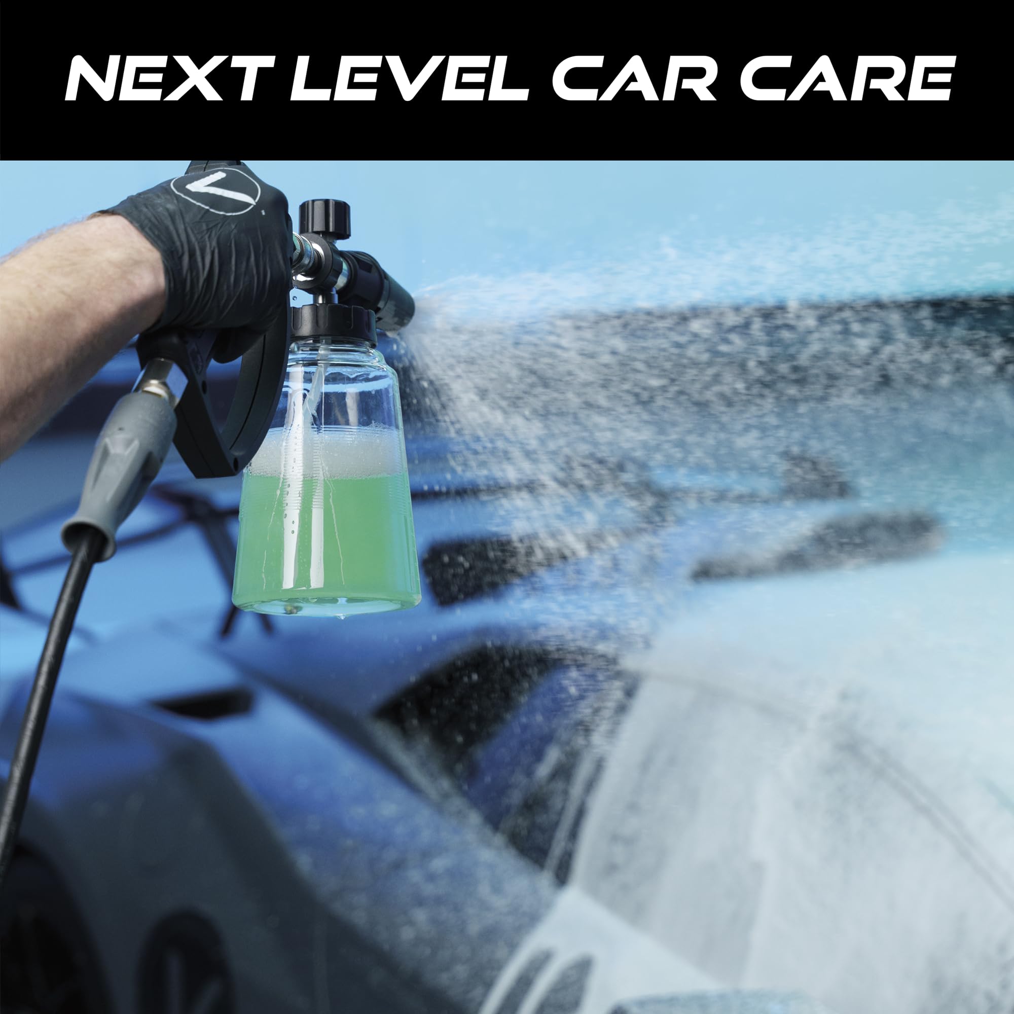 VIKING foam cannon wide-neck canister enables easy filling and reduced tipping.