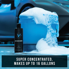 VIKING V+ foam cannon suds demonstrate thick foam for quick, even coverage.