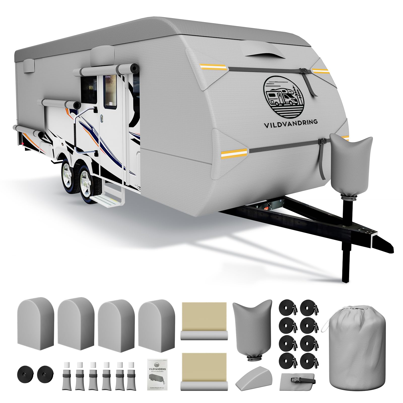 VildVandring travel trailer cover 18-20ft shields against sun and rain
