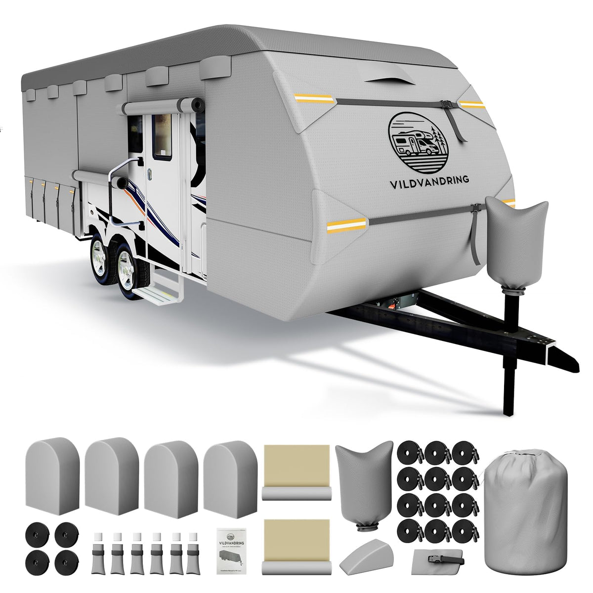VildVandring heavy-duty trailer cover front view showing full-coverage protection