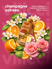 Vilicci Champagne Soirees wooden cap closeup, premium leak-free design.