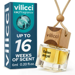 Vilicci Fallen Angel car air freshener with wood cap for a refined scent in your vehicle.