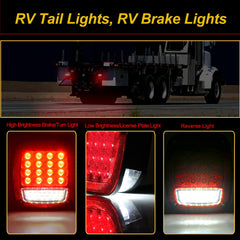 VINAUO RV tail lights backup white LEDs for reversing aid.