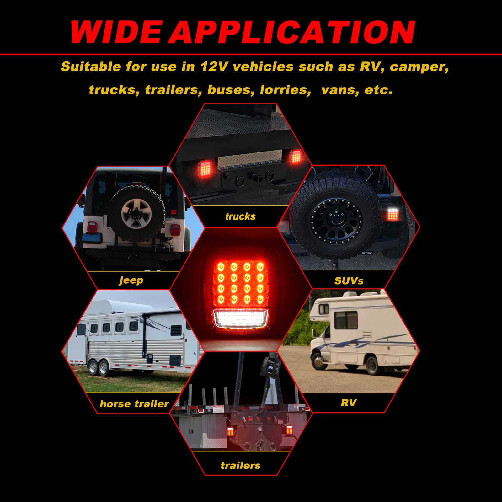 VINAUO RV tail lights suitable for trailers and SUVs.