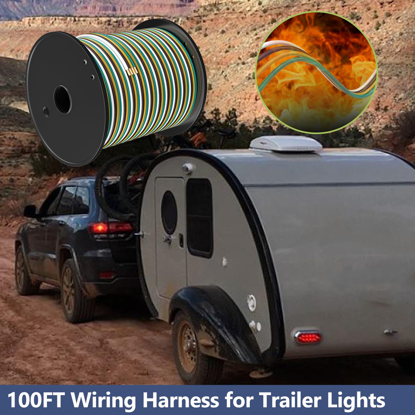 VINAUO SAE J1128 compliant trailer wiring kit label and components