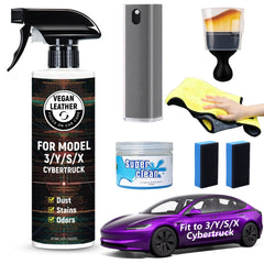 VINBYEE Tesla seat cleaner spray bottle for vegan leather; helps lift everyday stains.