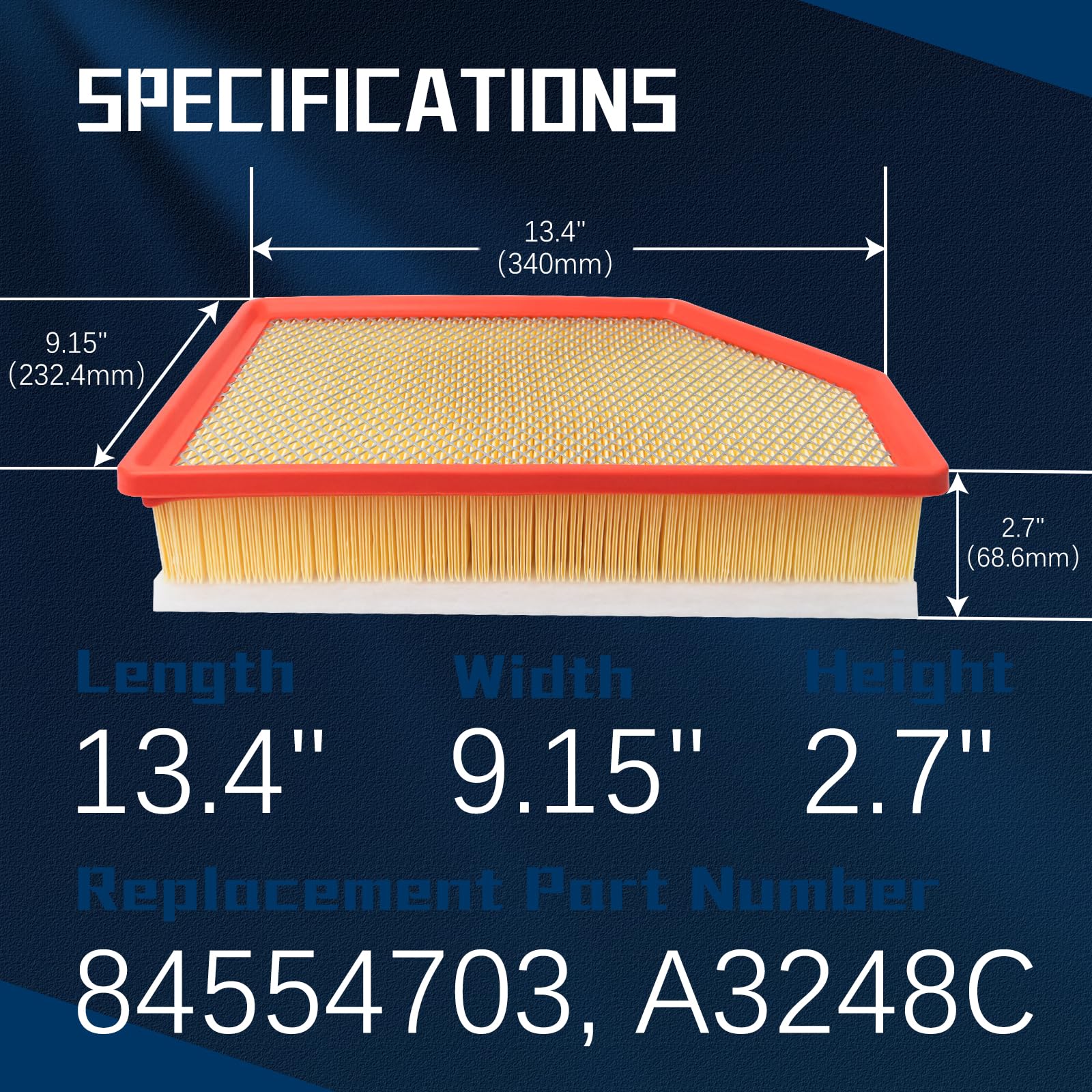 VINMS A3248C packaged filter with label ready for quick replacement.