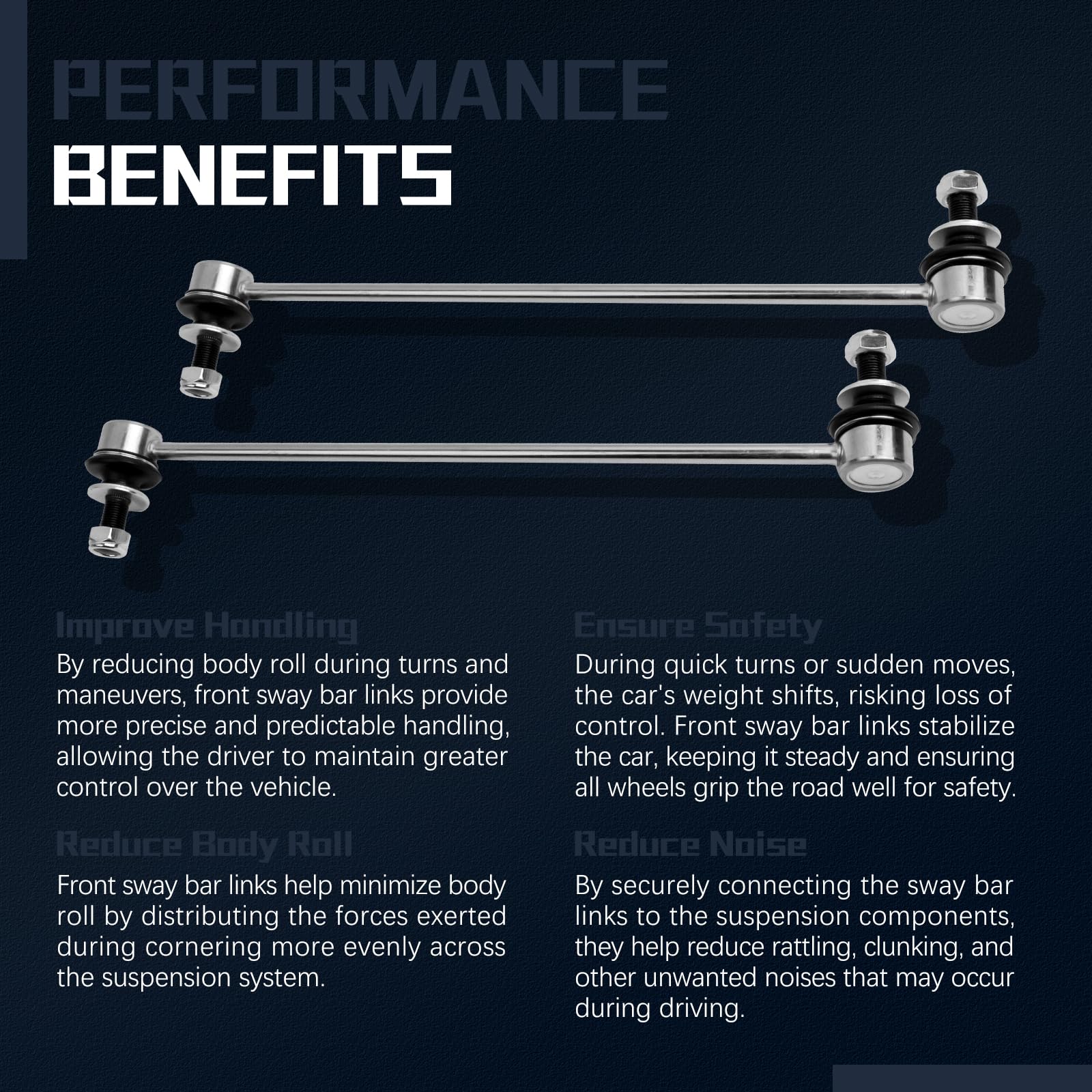 VINMS K750043 front sway bar link for Prius enhances driving control.