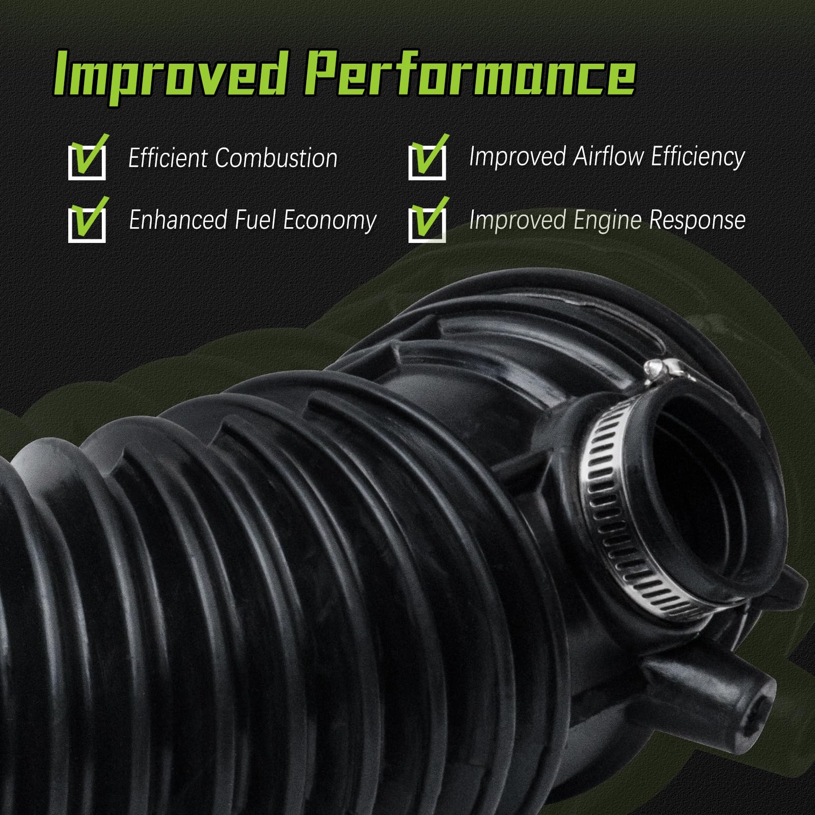 VINMS under-hood view of the air intake hose ready for replacement
