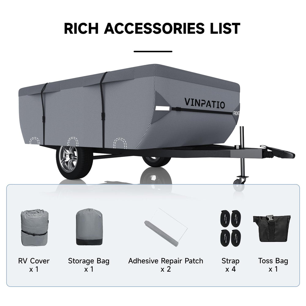 VINPATIO accessory kit includes storage bag, patches, straps, and toss bag.