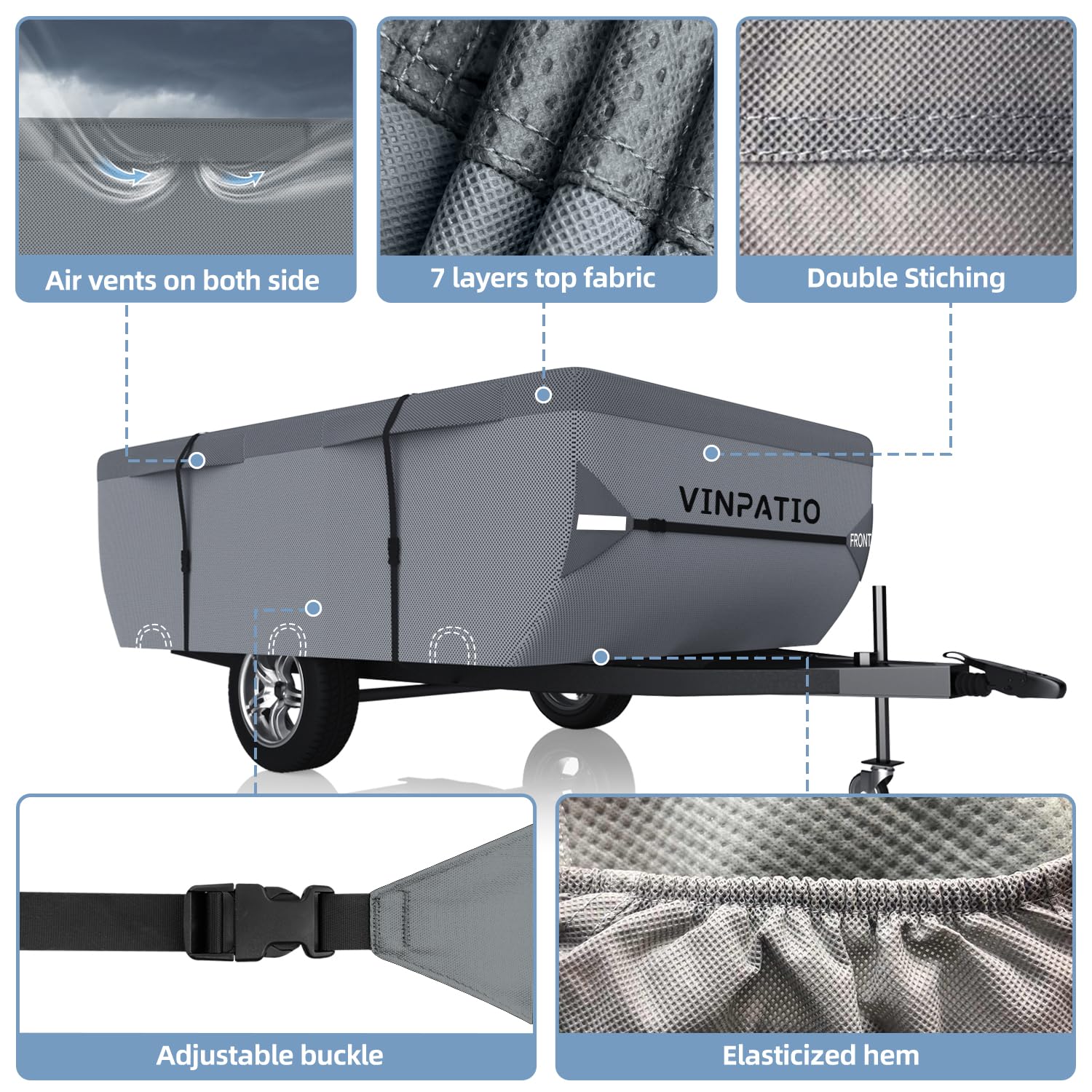 VINPATIO side vents help reduce wind stress and moisture.
