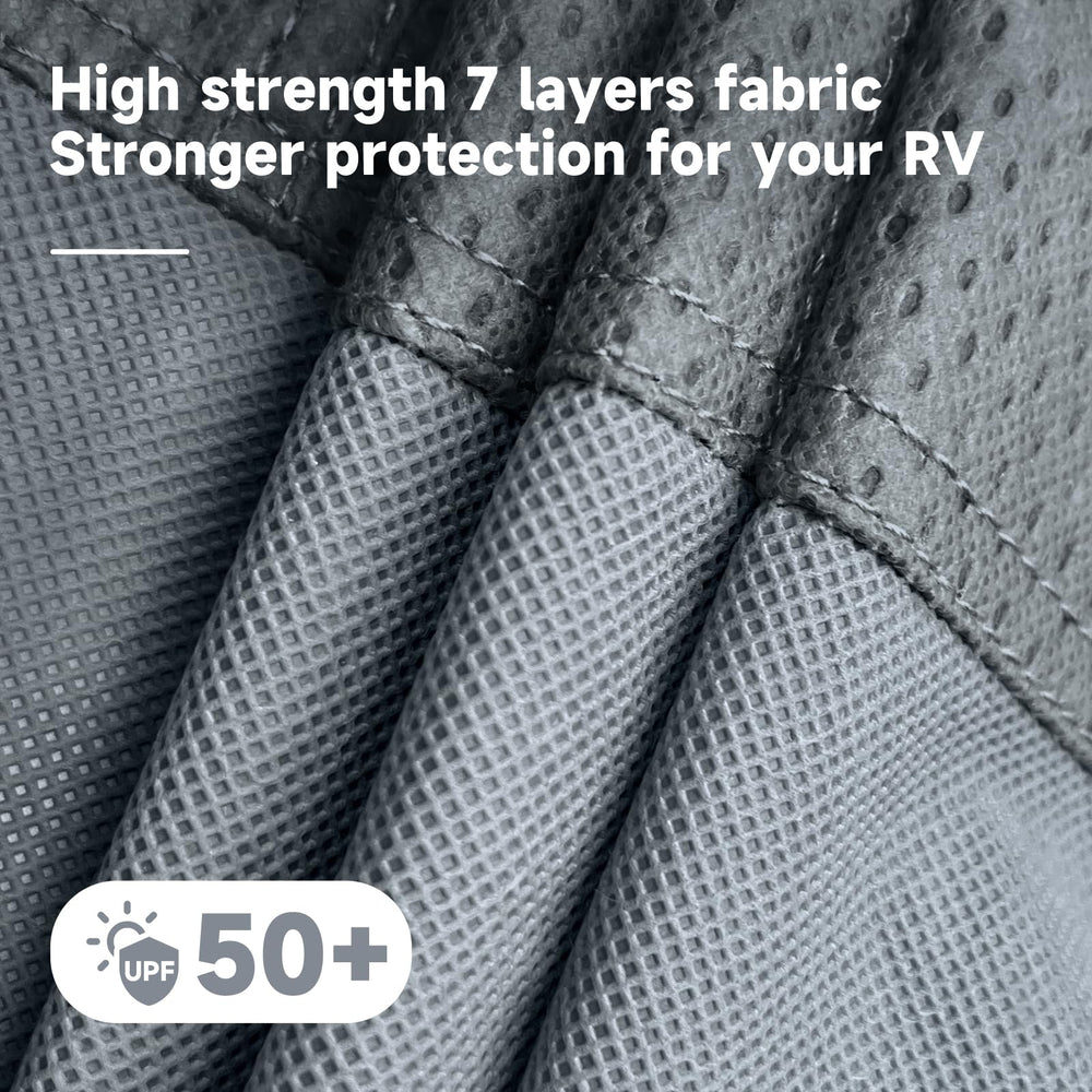VINPATIO Class A RV Cover reflective front and rear strips aid night visibility.