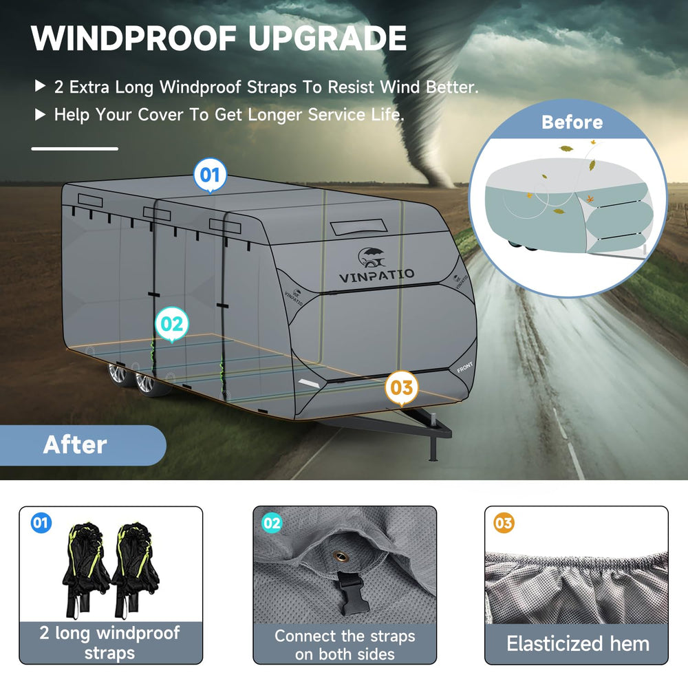 VINPATIO RV Cover windproof straps securing the cover in wind