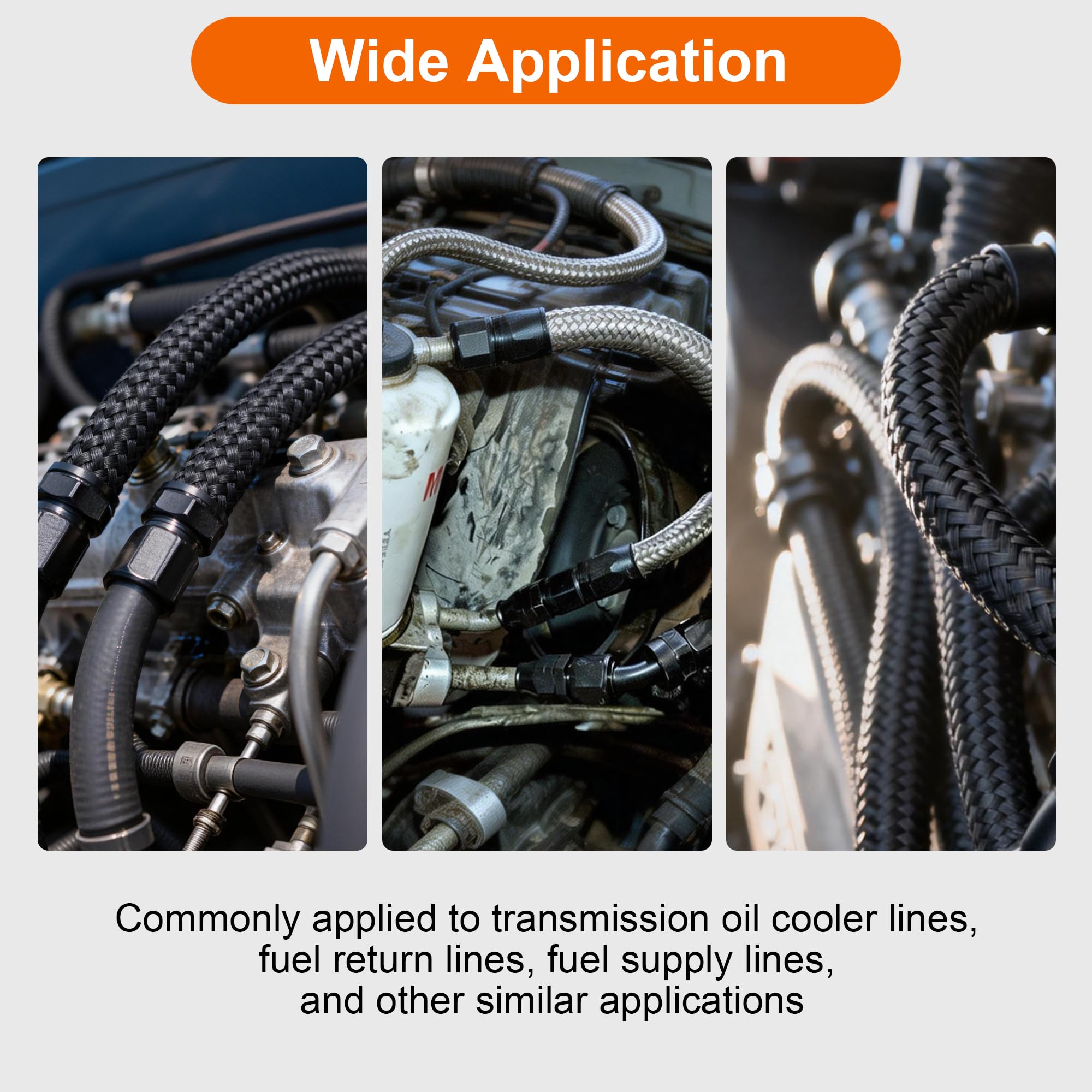 Vintruep black fuel line shown in engine bay for durable performance.