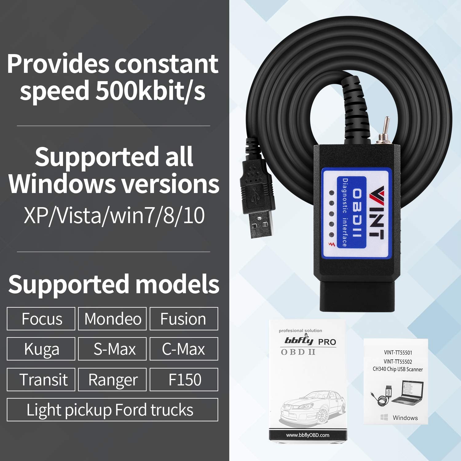 Software compatibility: FORScan, ELMconfig and FF2 with VINTscan TT55502.
