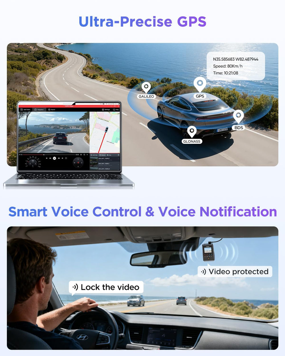 VIOFO A119M Pro parking mode indicator light illustrating 24/7 monitoring readiness