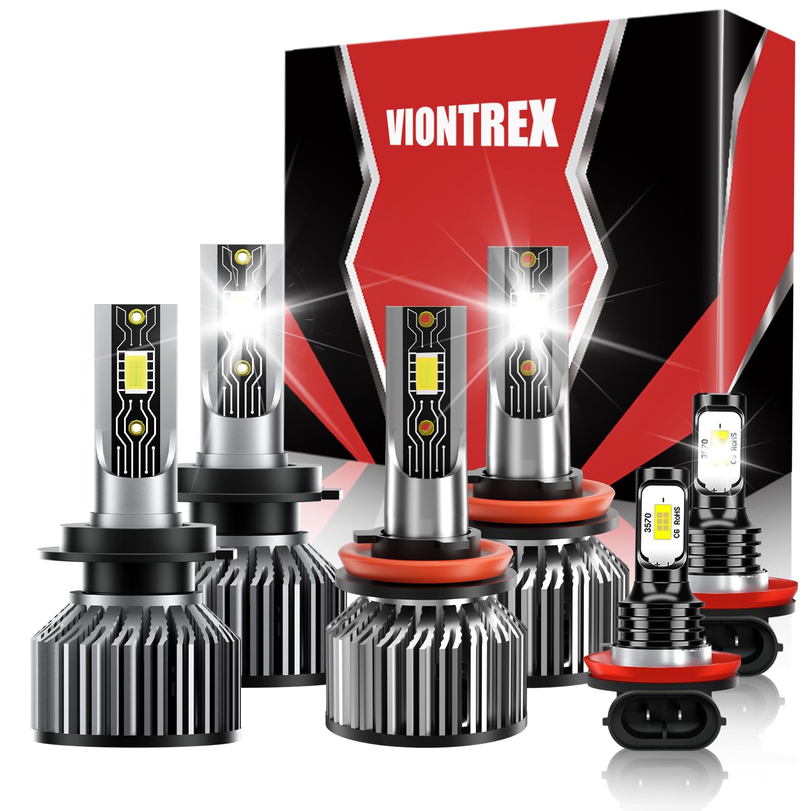 VIONTREX H7 high beam bulb for Ford Fusion delivers bright 6500K illumination for night driving