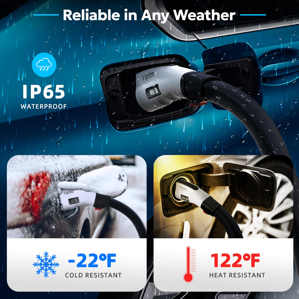 VIPTOO Tesla to J1772 adapter enables compact, portable Level 2 charging.