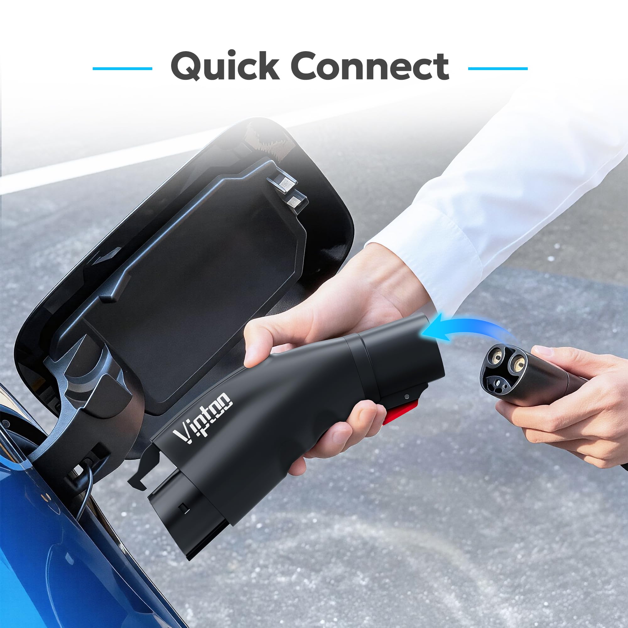 VIPTOO Tesla to J1772 adapter outdoor-ready design for outdoor charging setups.