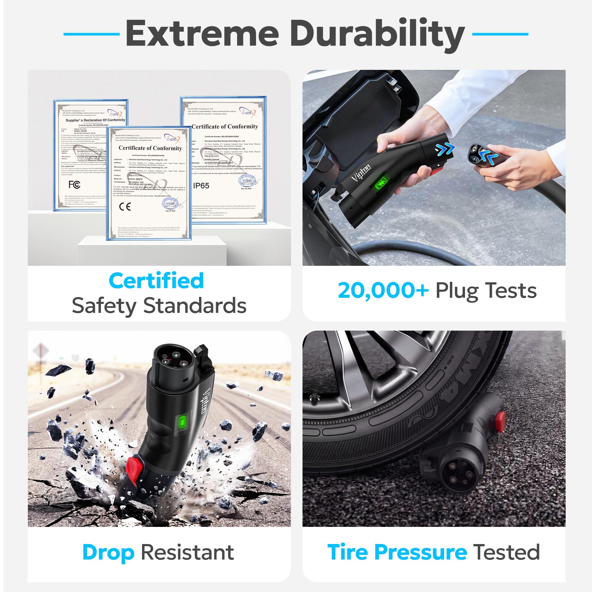 VIPTOO adapter designed for outdoor charging and variable conditions.
