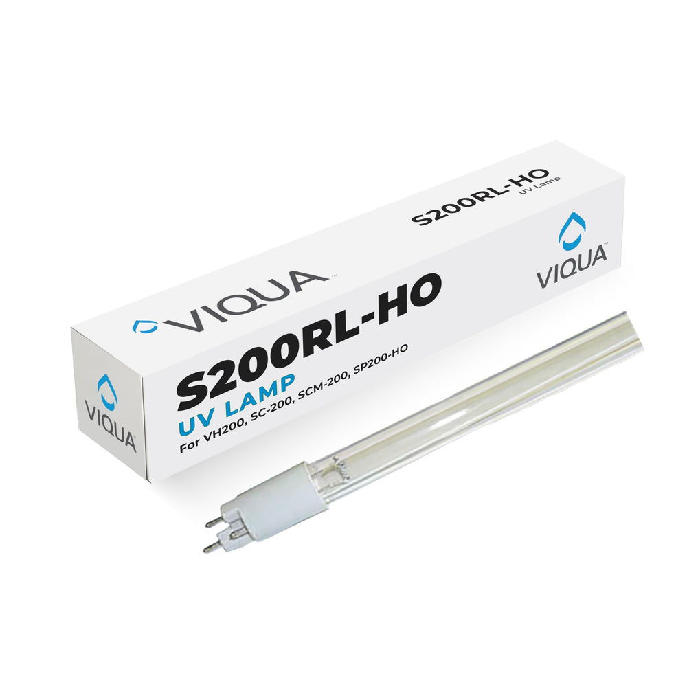Viqua S200RL-HO lamp closeup shows premium OEM construction for reliable UV performance.