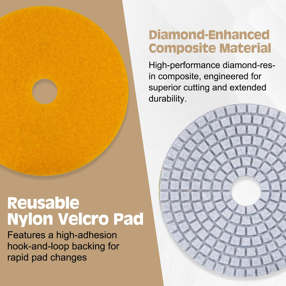 Viscoo 50-6000 grit pads collection enables dry to wet polishing versatility