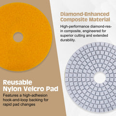 Viscoo 50-6000 grit pads collection enables dry to wet polishing versatility