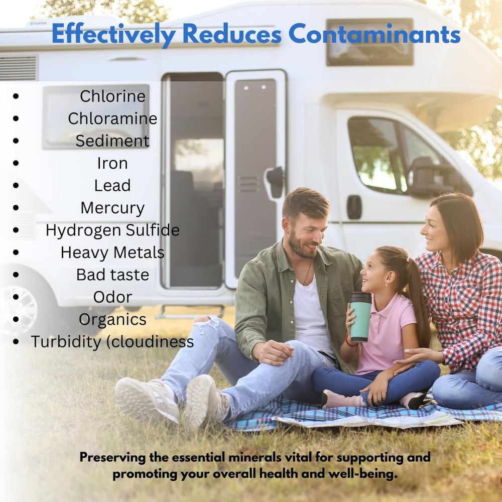 Vistar NSF-certified carbon filter removes chlorine and odors for better water.