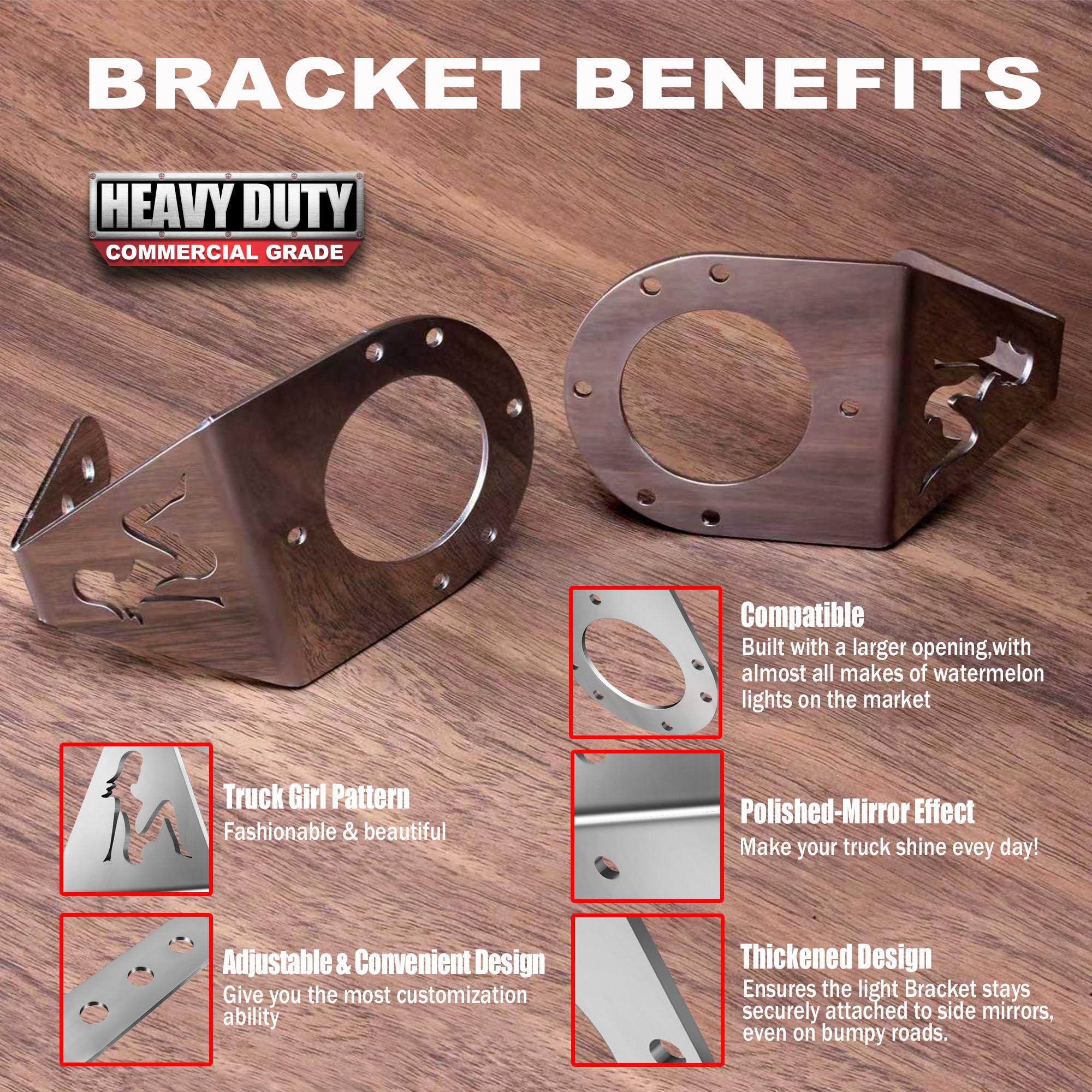 Polished finish on Vitonsbay Watermelon Lights Bracket for durability and weather resistance.