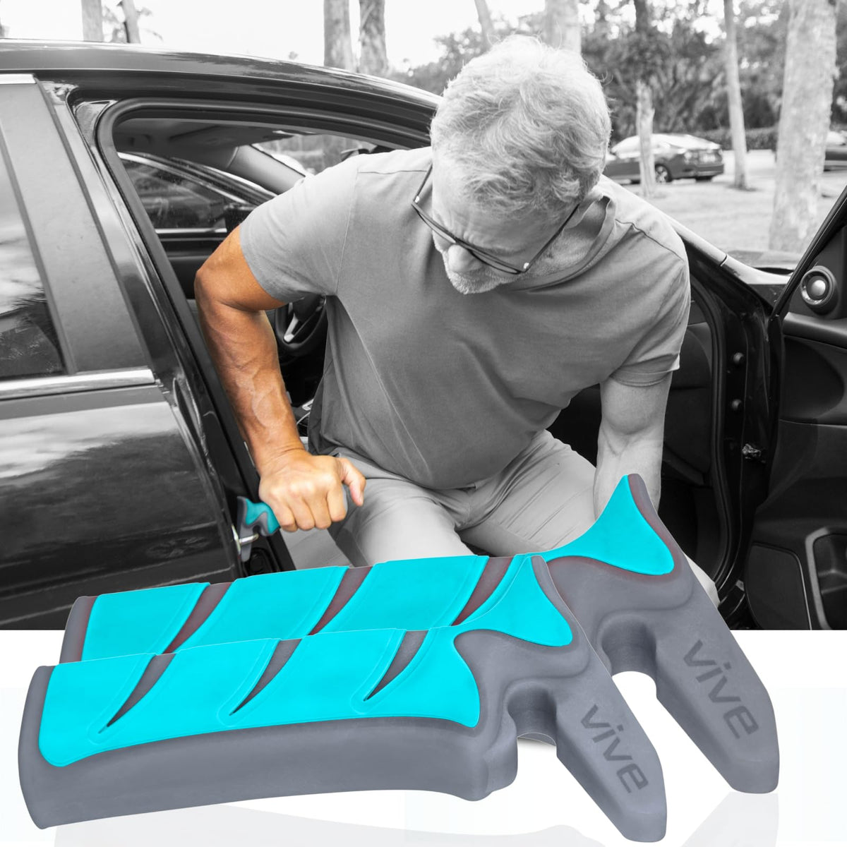 Vive Car Handle Assist with ergonomic grip for secure vehicle exits.
