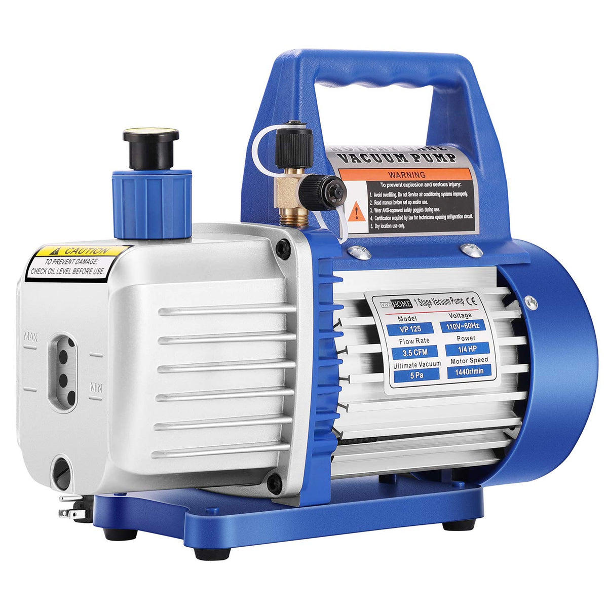 VIVOHOME 110V vacuum pump side view showing compact portable design.