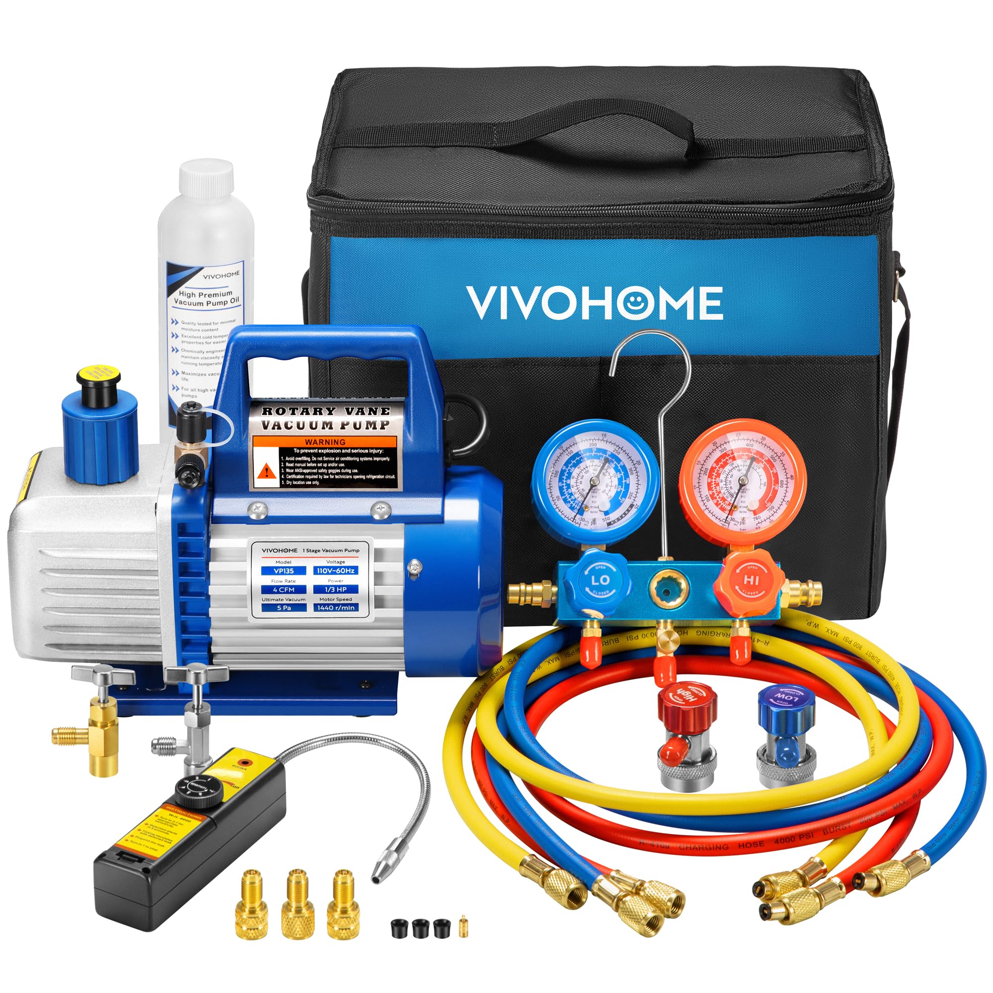 VIVOHOME 110V rotary vane pump for fast evacuation in HVAC and automotive A C work