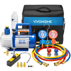 VIVOHOME 110V rotary vane pump for fast evacuation in HVAC and automotive A C work