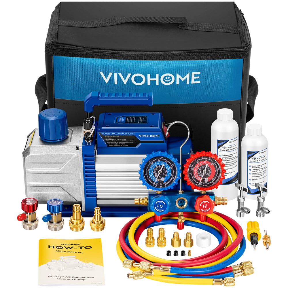 VIVOHOME 110V dual-stage vacuum pump for precise HVAC maintenance